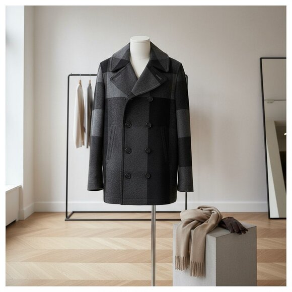 Burberry Jackets & Blazers - Burberry Plaid Peacoat Wool EUC